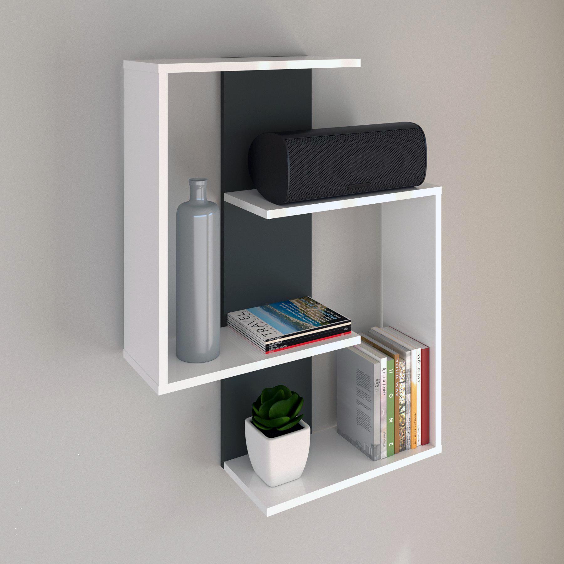 Полка настенная Assen 650x196x850 мм Белый/Антрацит