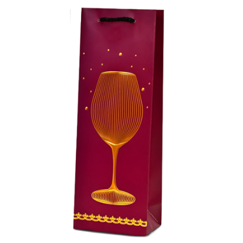 Пакет подарунковий паперовий під пляшку Stenson R95559 Wine symphony 36x13x8 cм Red (ebe72bcc)