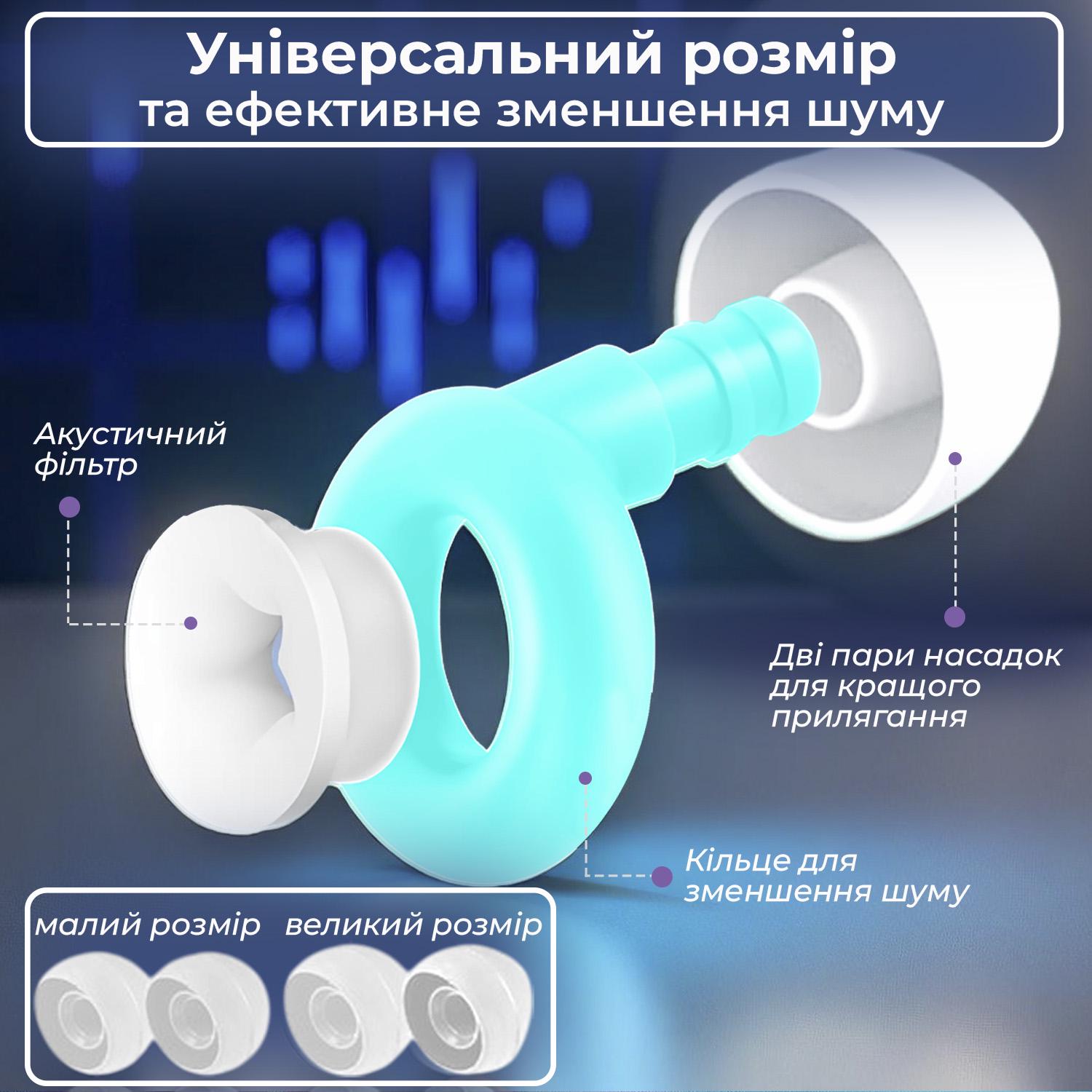 Беруши для плавания силиконовые с акустическим фильтром Бело-зеленый - фото 5