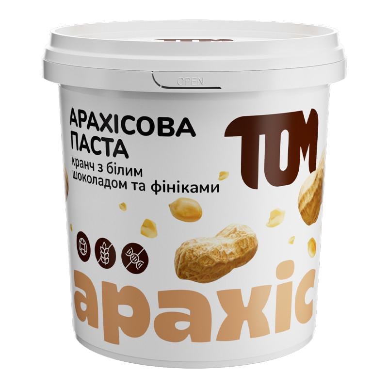 Арахисовая паста Tom Peanut Butter Кранч с белым шоколадом и финиками 1000 г (10108-01)