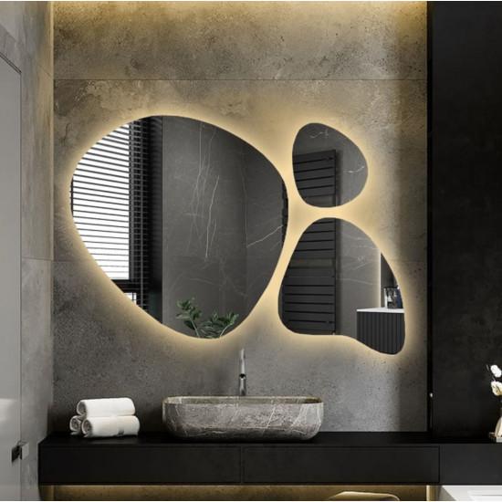 Зеркальная композиция Kampay три зеркала в форме камня с задней фоновой подсветкой 200x135 см