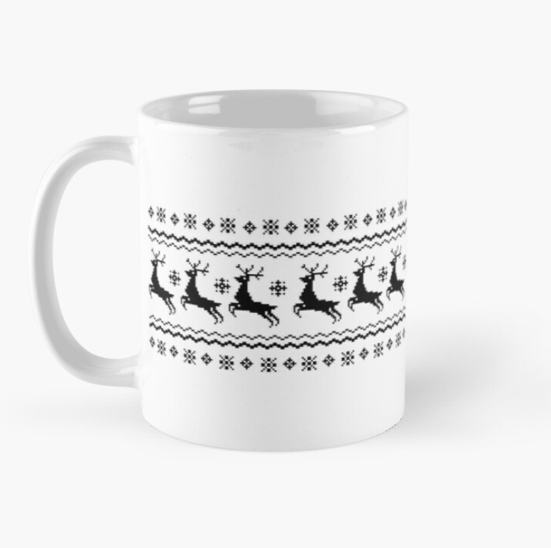 Чашка керамическая с принтом Олени орнамент 330 мл Белый