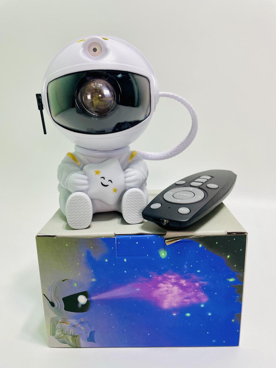 Ночник-проектор Астронавт Звездное небо с пультом и колонкой Белый