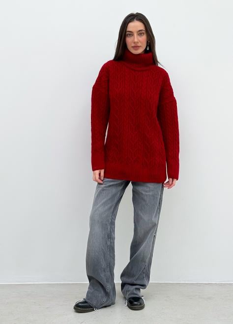 Светр з візерунком жіночий ART KNIT Олівія oversize Червоний - фото 2 Светр з візерунком жіночий ART KNIT Олівія oversize Червоний - фото 2