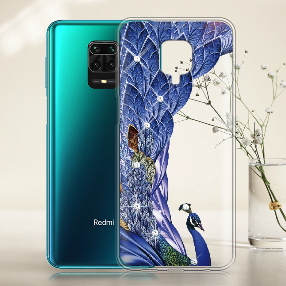 Чохол Boxface Xiaomi Redmi Note 9S Павич зі стразами Прозорий силікон (39475-rs7-39475) - фото 2