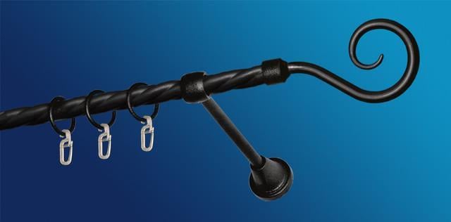 Карниз для штори Plastidea Гак металевий кручений одинарний з гачками D 16 мм 160 см Чорний - фото 1 Карниз для штори Plastidea Гак металевий кручений одинарний з гачками D 16 мм 160 см Чорний - фото 1