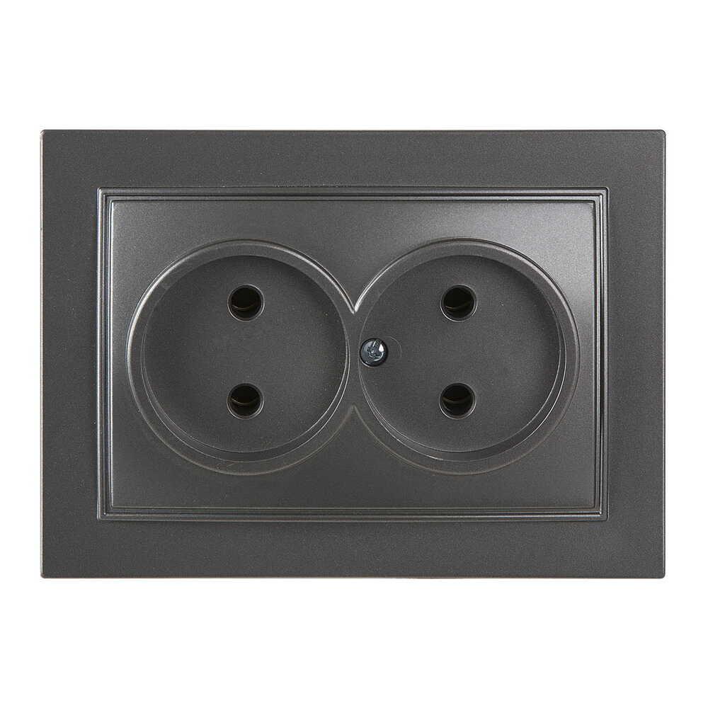 Розетка Nilson Thor подвійна без заземлення Антрацит (27161024)