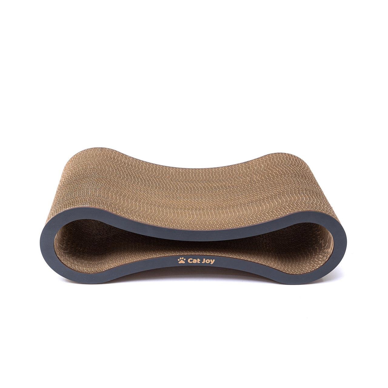 Дряпка лежанка для кота Cat Joy на підлогу з дерев'яним фасадом 59х18х25 см (1857950829)