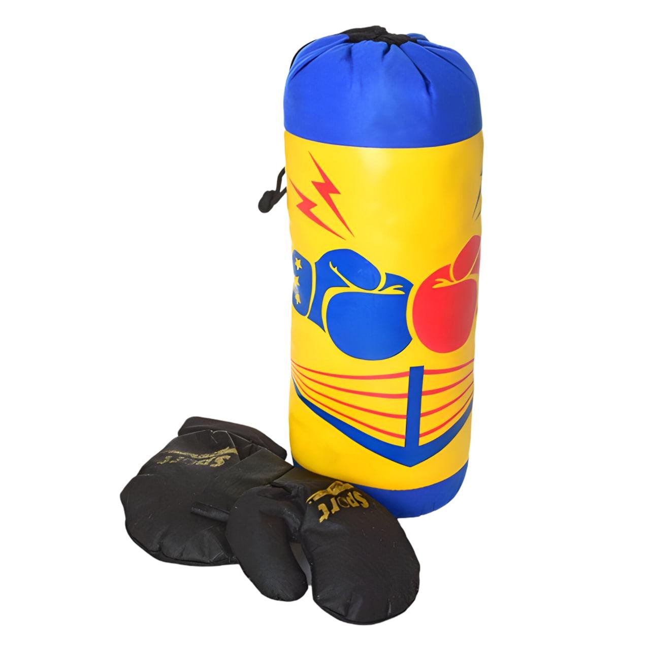 Боксерская груша с перчатками Желтый (M 6122)