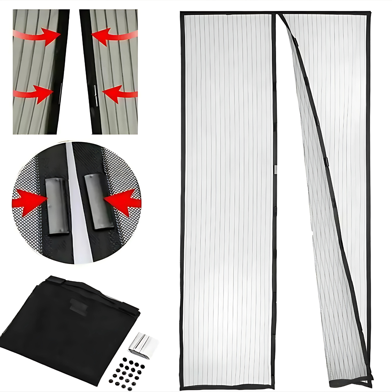 Штора антимоскітна Magic Mesh на магнітах для дверей 210х100 см Чорний (7399689941) - фото 11