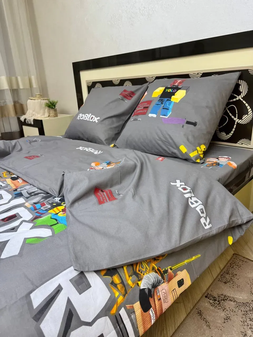 Комплект постільної білизни полуторний Роблекс бавовняний 150х220/70х70 см Сірий (27986402) - фото 2 Комплект постільної білизни полуторний Роблекс бавовняний 150х220/70х70 см Сірий (27986402) - фото 2