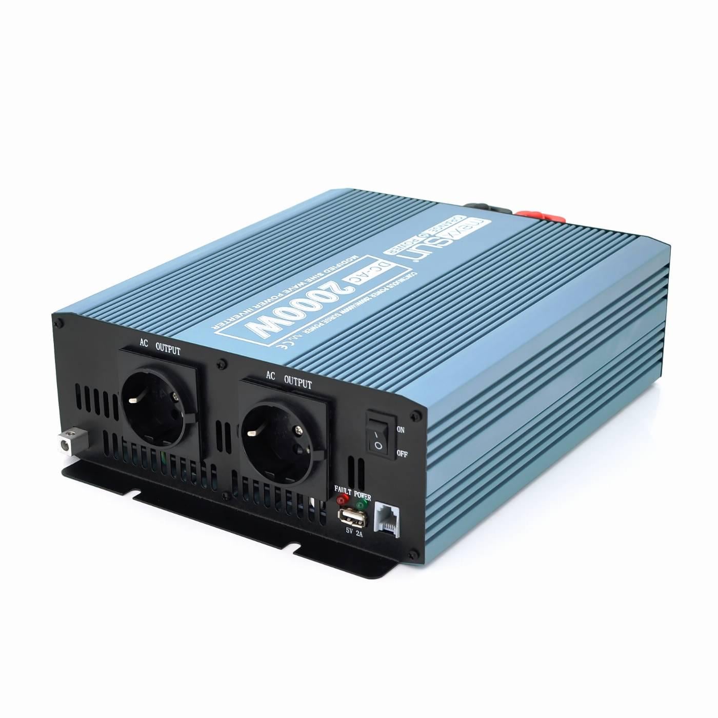 Інвертор напруги Mexxsun MXS-2000 Q4 12V/220V 2000W з модифікованою синусоїдою 2 Shuko клемні дроти (32695)