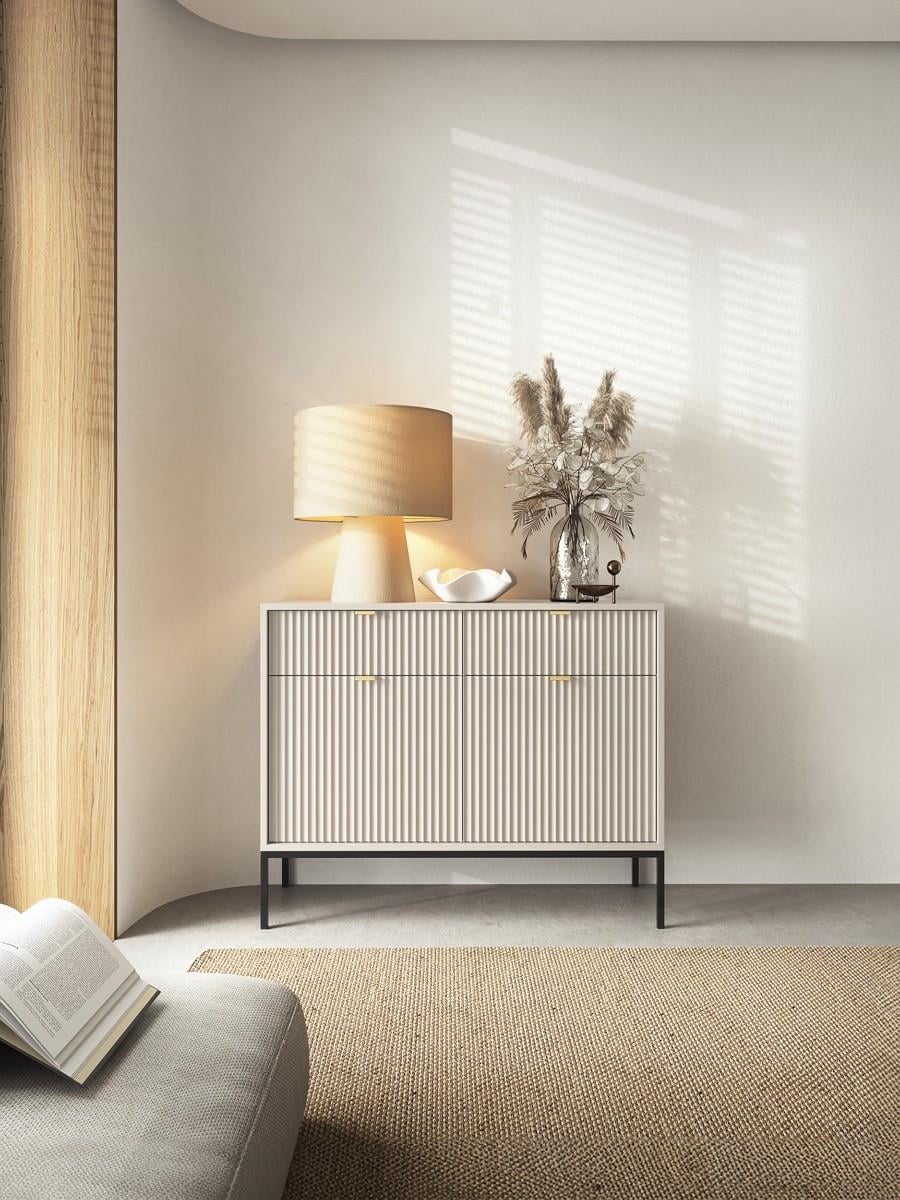 Комод Perfect Home Nova KSZ104 2-дверный с 2 ящиками и черными ножками Кашемир (PFH-091222)