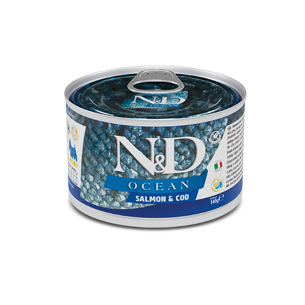 Корм влажный Farmina N&D Grain Free OCEAN SALMON & COD MINI для собак мелких пород с лососем и треской 140 г (02222)