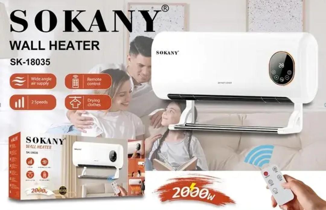 Тепловентилятор настенный SOKANY SK-18035 с холодным обдувом и сушилкой для одежды 2000 Вт Белый (29862922) - фото 2