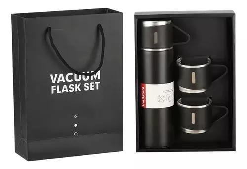 Термос Flask с крышкой-чашкой и двумя чашками 500 мл Черный (407069)