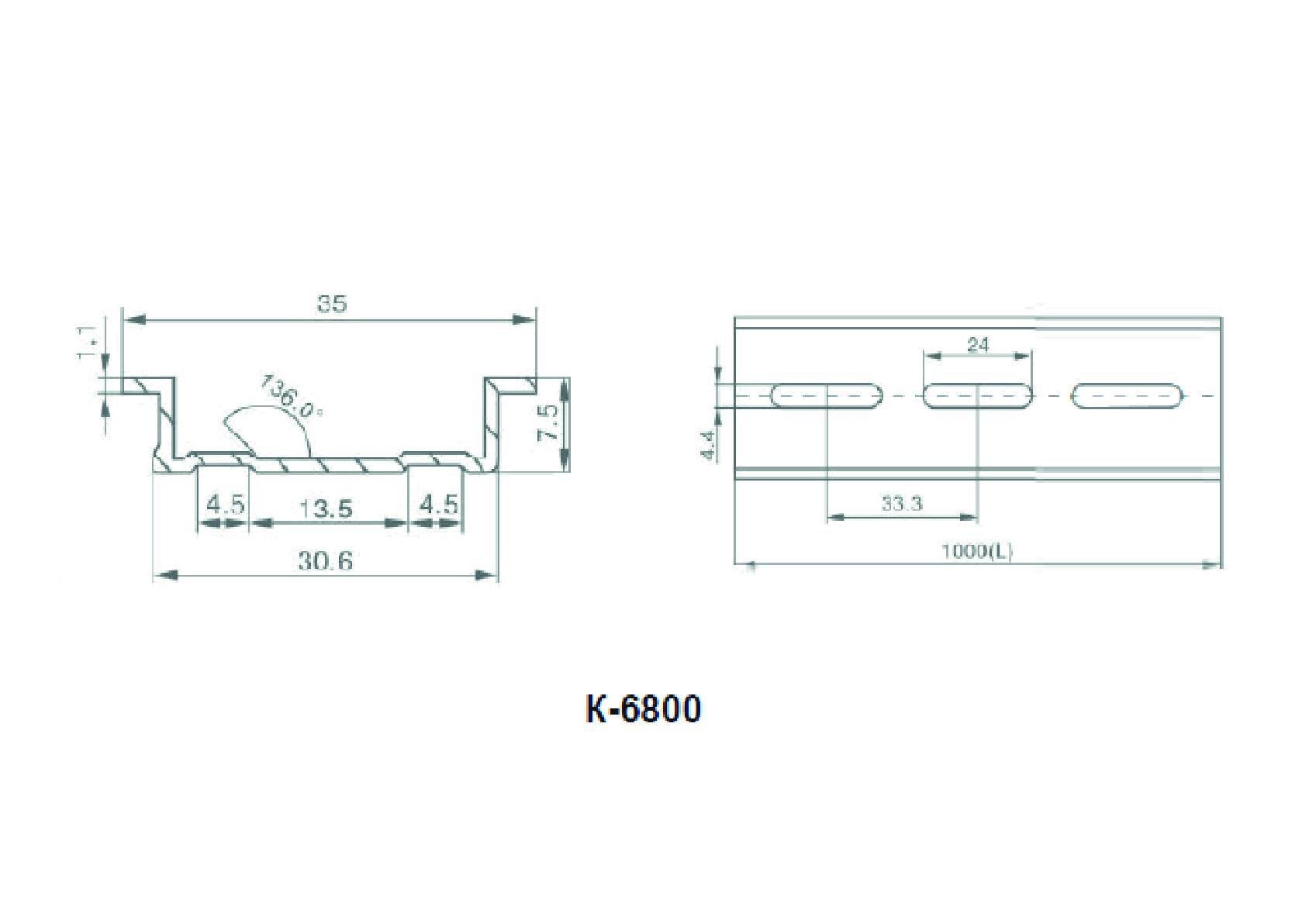 Рельс DIN Аско-Укрем K-6800 алюминиевый перфорированный 32x7,5x1,1 мм х 1 м (A0150010107) - фото 3 Рельс DIN Аско-Укрем K-6800 алюминиевый перфорированный 32x7,5x1,1 мм х 1 м (A0150010107) - фото 3