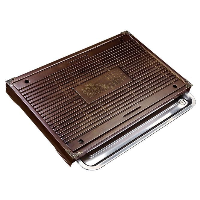 Чабань-столик для чайної церемонії Lesko XYY017 бамбуковий з піддоном з нержавіючої сталі 54х34х6 см (24366502) Чабань-столик для чайної церемонії Lesko XYY017 бамбуковий з піддоном з нержавіючої сталі 54х34х6 см (24366502)