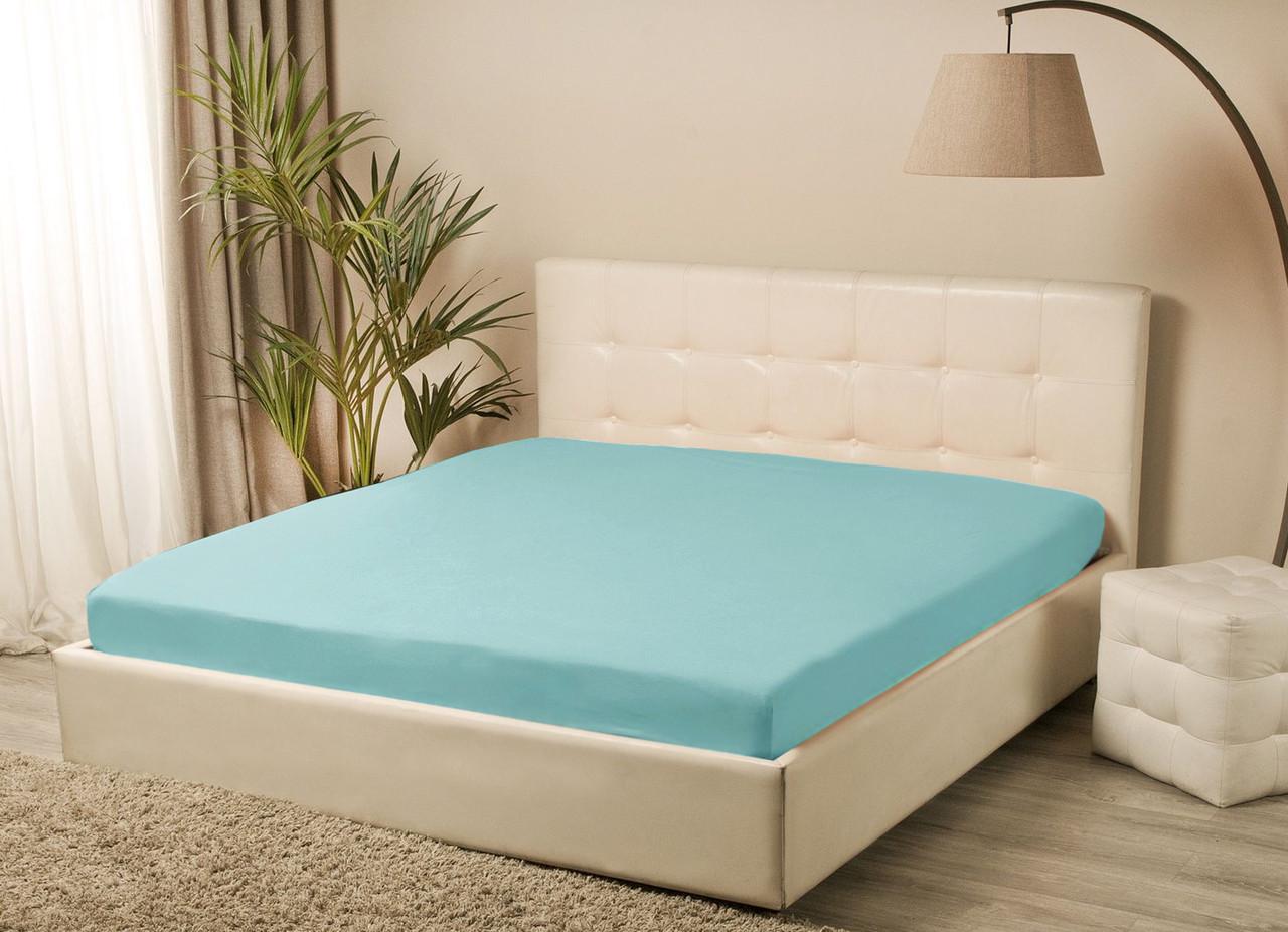 Простынь трикотажная на резинке Lotus 160х200+25 Бирюзовый (2000022188746)