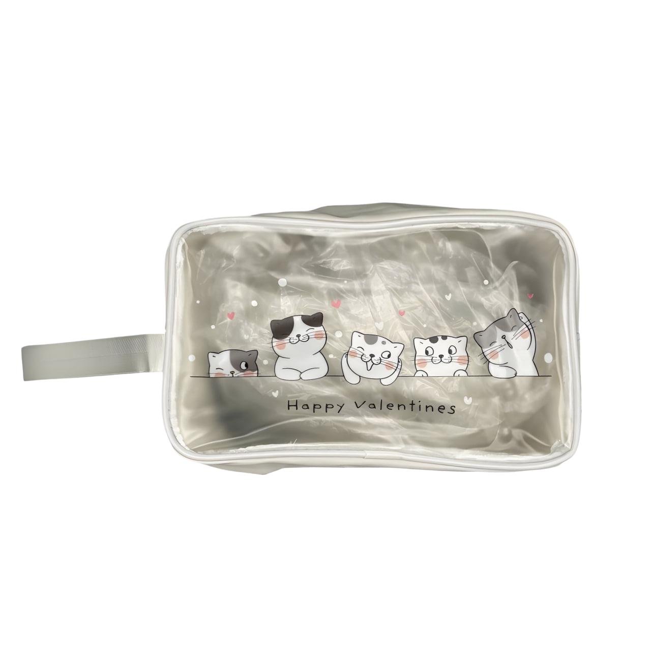 Косметичка для дитини з принтом котики 15х26 см Білий (25-581)