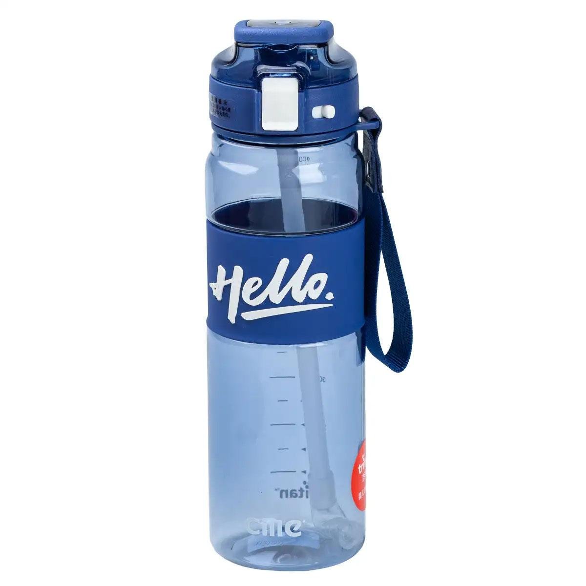Пляшка для води тритан з ремінцем і ручкою 860 мл Синя (HP17303BL) - фото 1 Пляшка для води тритан з ремінцем і ручкою 860 мл Синя (HP17303BL) - фото 1