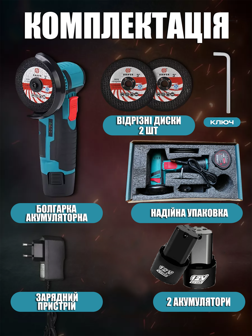 Болгарка аккумуляторная 19500 об/мин 2хАКБ и 2 диска 75 мм (id_96789) - фото 10 Болгарка аккумуляторная 19500 об/мин 2хАКБ и 2 диска 75 мм (id_96789) - фото 10