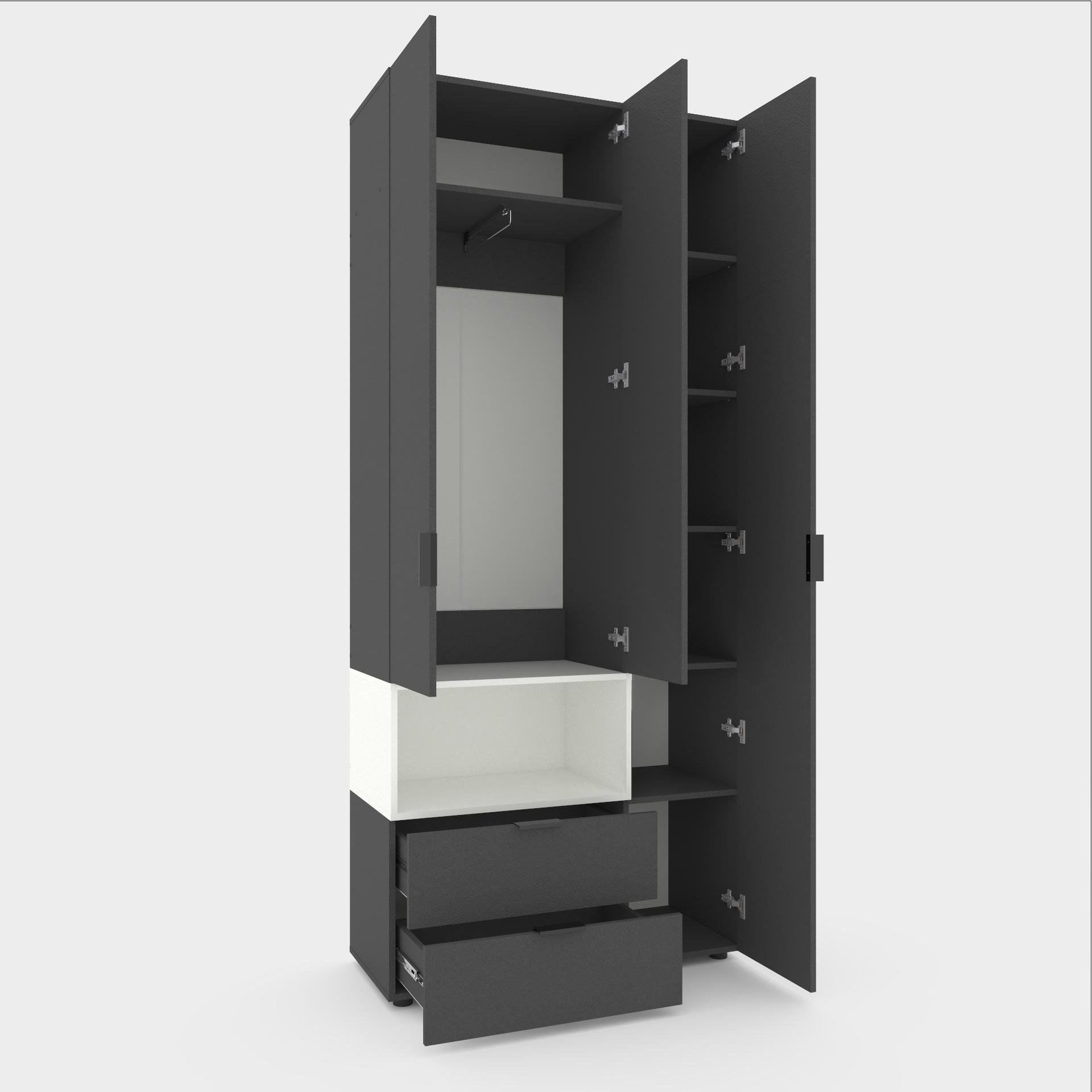 Шкаф Metkas Home A002L ЛДСП 1000x420x2300 мм Антрацитовый/Белый Снег - фото 2