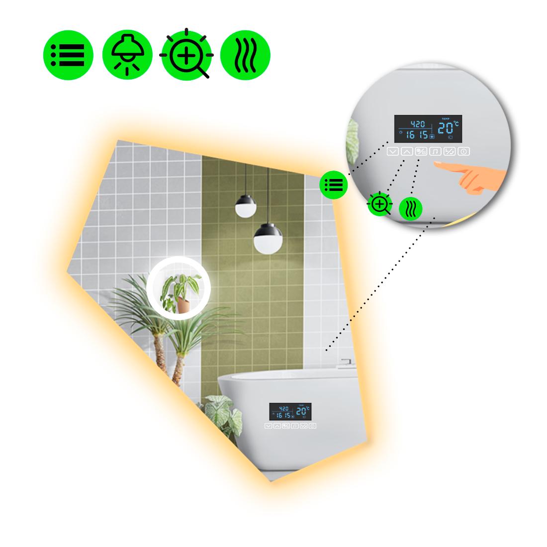 Зеркало с LED подсветкой Modulo 2 с Smart-блоком линзой с подсветкой и подогревом 140x110 см (Modulo2-107)