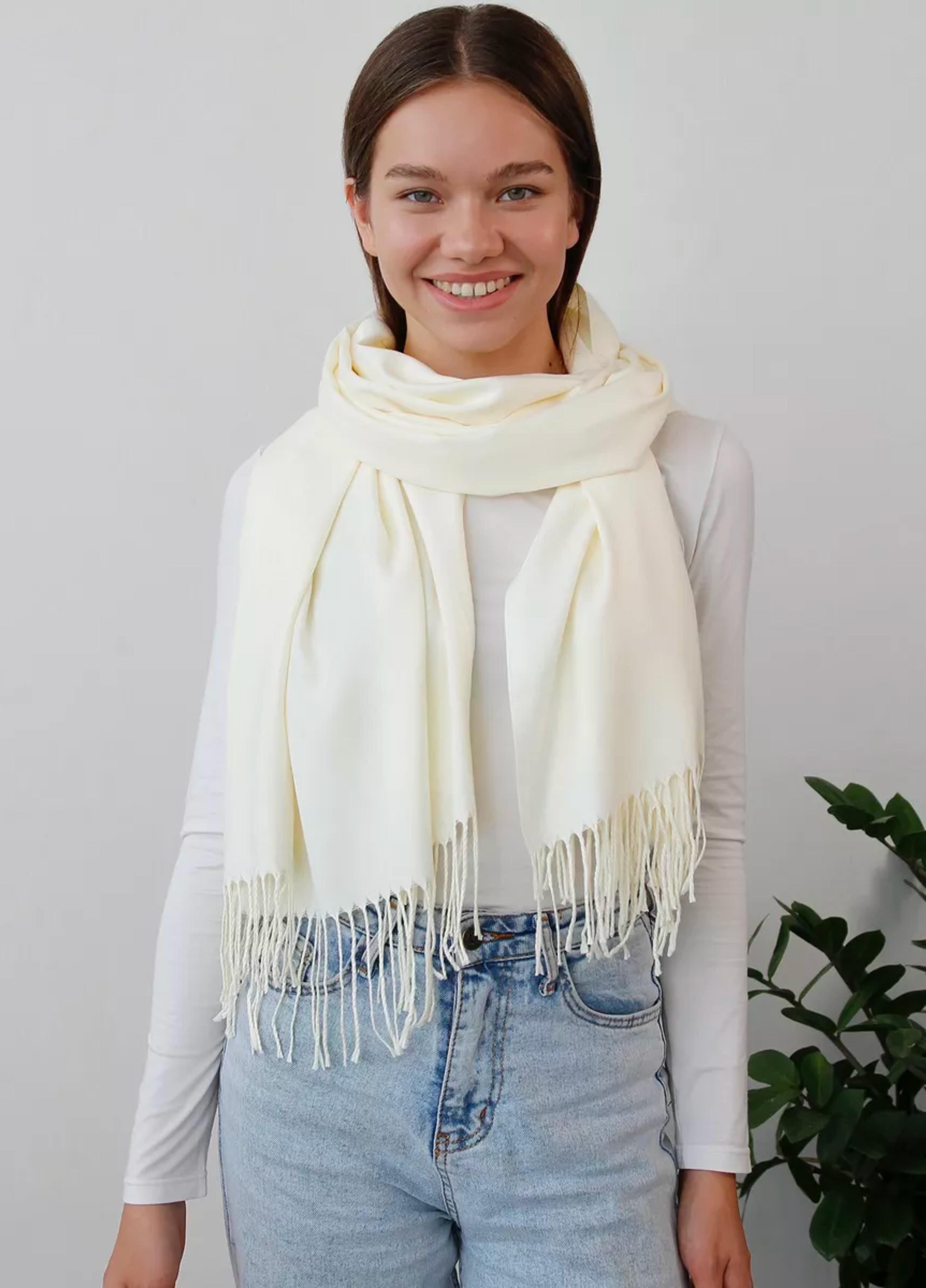 Шарф палантин Cashmere 200х70 см Білий - фото 1