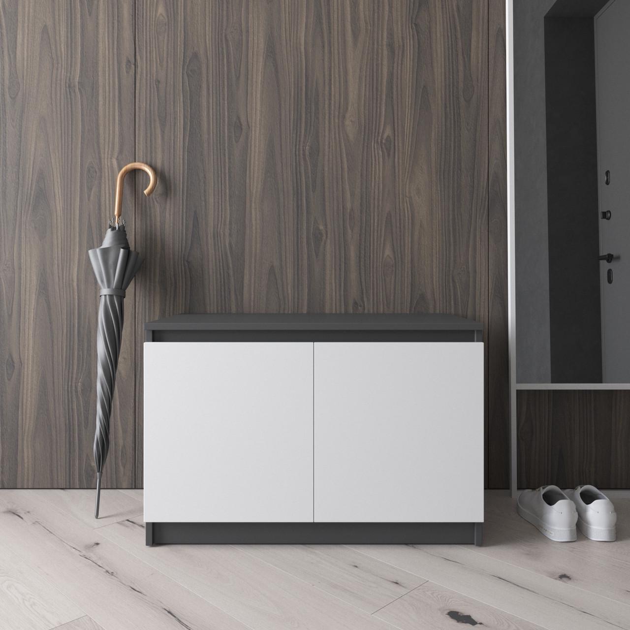 Тумба для взуття Вайс R-20 802х400х530 мм Антрацин/Білий Фасад (30718912) - фото 1 Тумба для взуття Вайс R-20 802х400х530 мм Антрацин/Білий Фасад (30718912) - фото 1