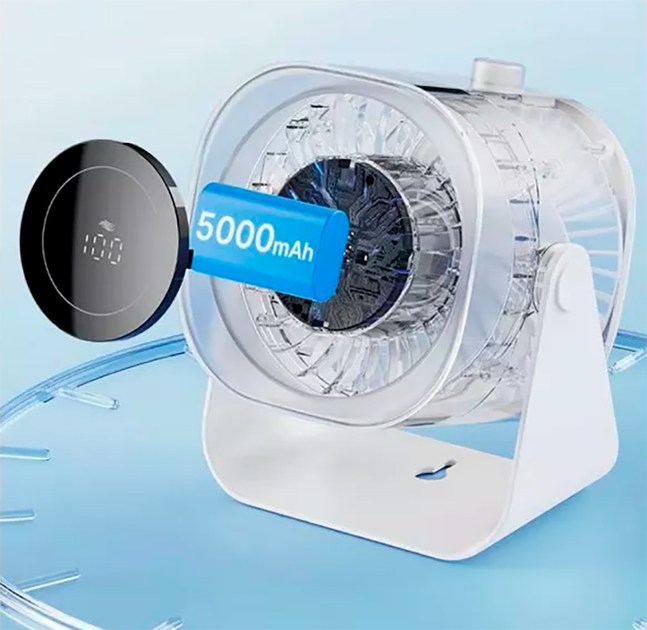 Вентилятор портативный аккумуляторный DK WT-F87 5000mah White (WT-F87) - фото 5