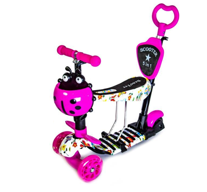 Самокат дитячий 5в1 з сидінням і батьківською ручкою