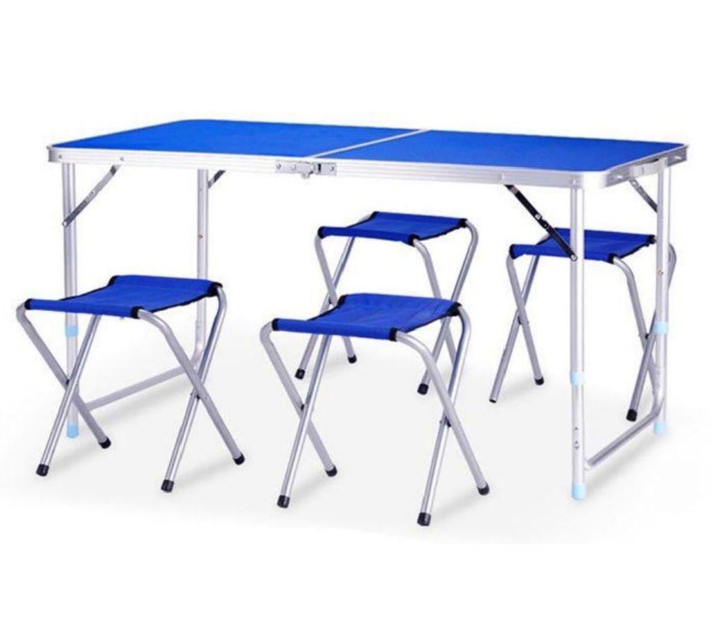 Стіл розкладний для пікніка та риболовлі з 4 стільцями у валізі 120х60х70 см Синій (NK22S) - фото 1 Стіл розкладний для пікніка та риболовлі з 4 стільцями у валізі 120х60х70 см Синій (NK22S) - фото 1