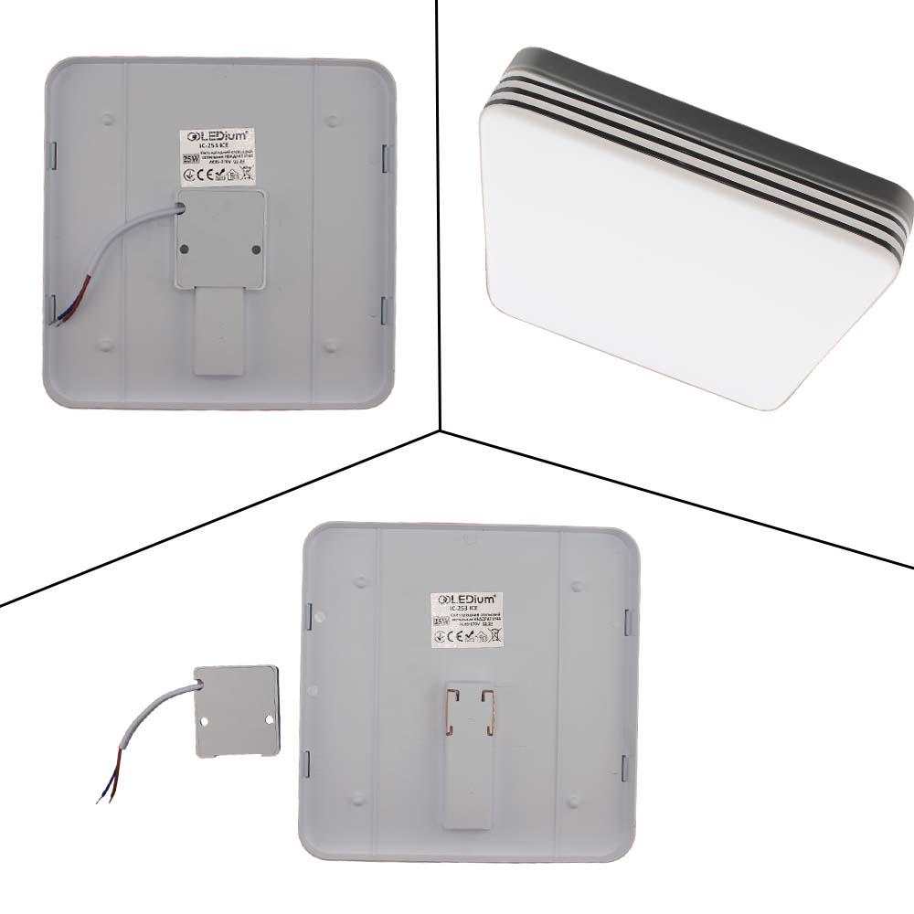 Світильник світлодіодний LEDium ICE 25W 2250Lm 5000k IP44 квадрат (17479) - фото 3 Світильник світлодіодний LEDium ICE 25W 2250Lm 5000k IP44 квадрат (17479) - фото 3