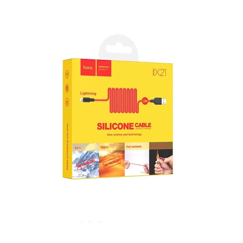 Кабель Hoco X21 USB-Lightning быстрая зарядка силиконовый 1 м Красный (1962062817) - фото 2 Кабель Hoco X21 USB-Lightning быстрая зарядка силиконовый 1 м Красный (1962062817) - фото 2