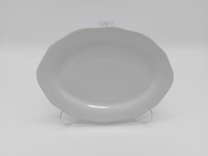 Блюдо овальное Гладь с волнистым краем керамическое 20x14,5 см Белый (438593490)