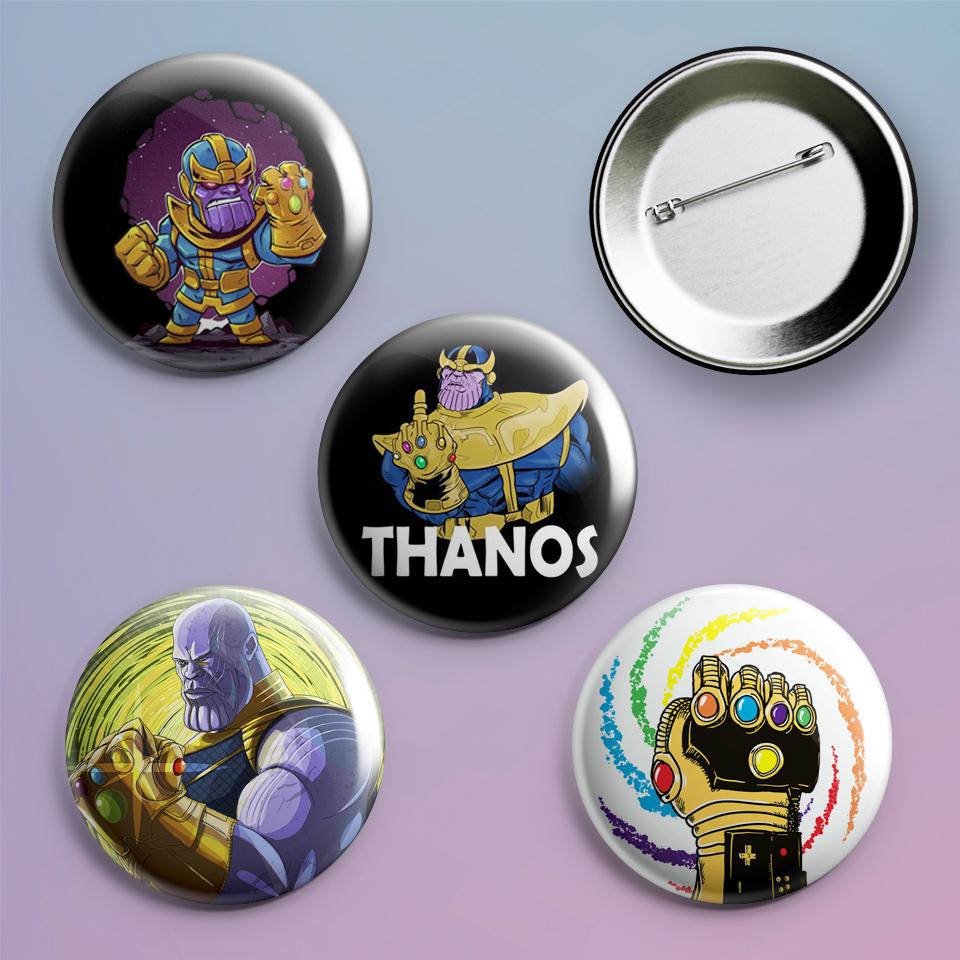 Значки на рюкзак с принтом Thanos 4 шт.