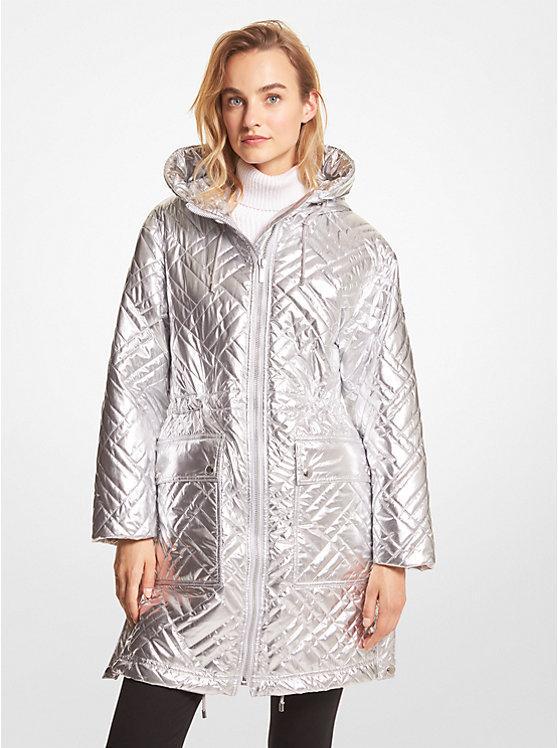 Куртка женская демисезонная Michael Kors Metallic Ciré Puffer M Серый (196163001517) Куртка женская демисезонная Michael Kors Metallic Ciré Puffer M Серый (196163001517)