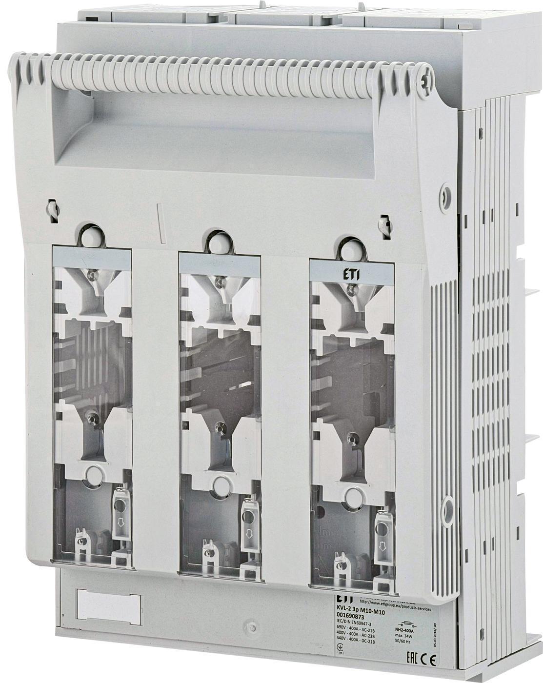 Разъединитель ETI KVL 2 3P 400A клеммы M10-M10 (1690873)