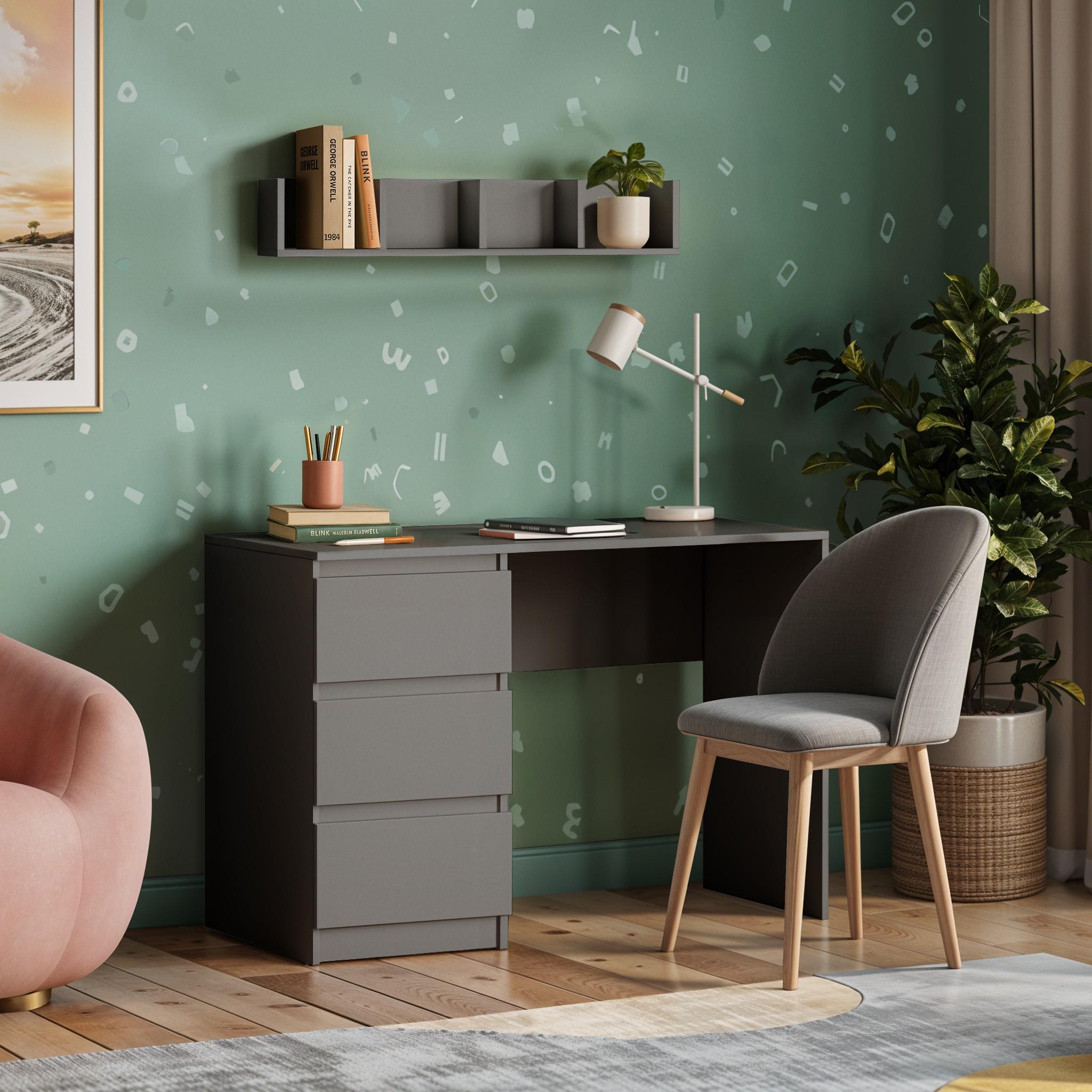 Письменный стол на 3 ящика без ручек FT-224 Left 1200x600x750 мм Антрацит