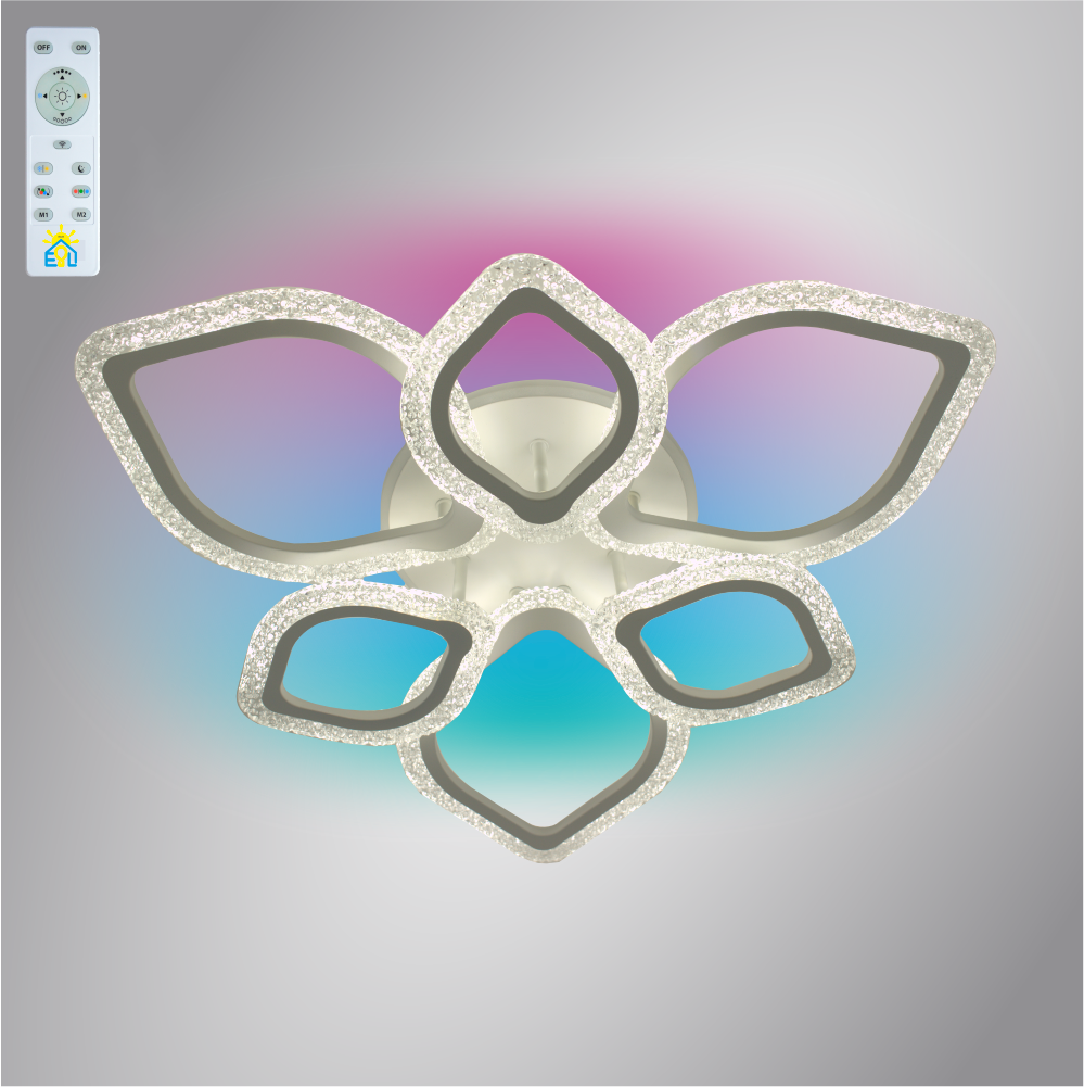 Люстра-смарт светодиодная с подсветкой ESLLSE AZALIA ICE 7R 100 Вт RGB Белый (141-10133-01)