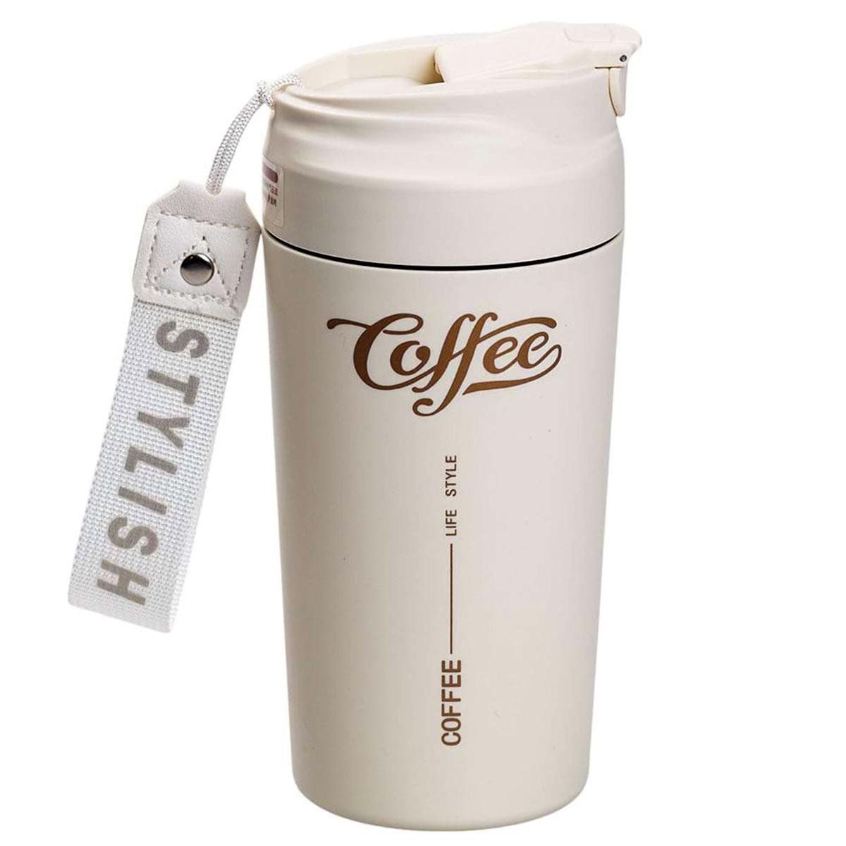 Термокружка Coffee з керамічною колбою 480 мл Бежевий (HP-14-14BE)