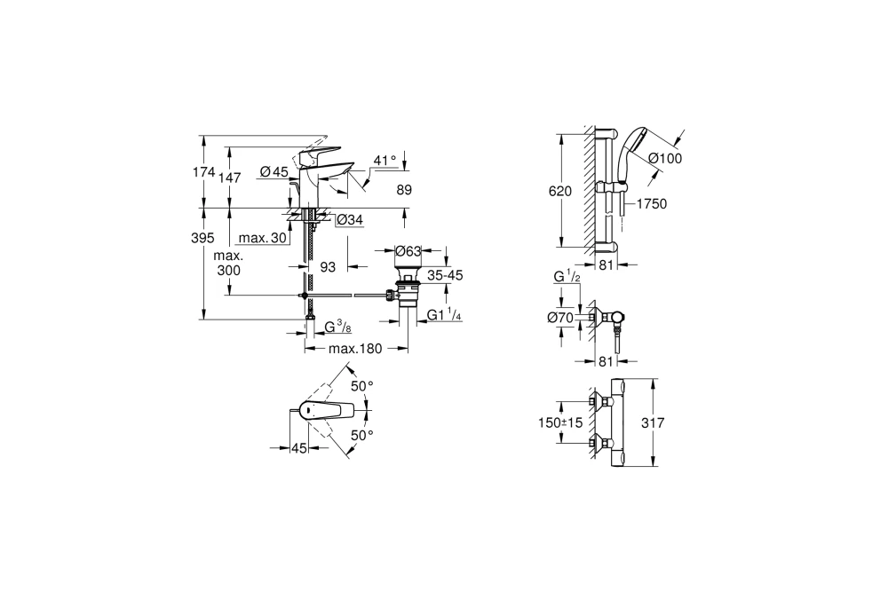 Набір змішувачів для ванної кімнати Grohe QuickFix StartEdge S-Size UA202503TS 2в1 (374080) - фото 10