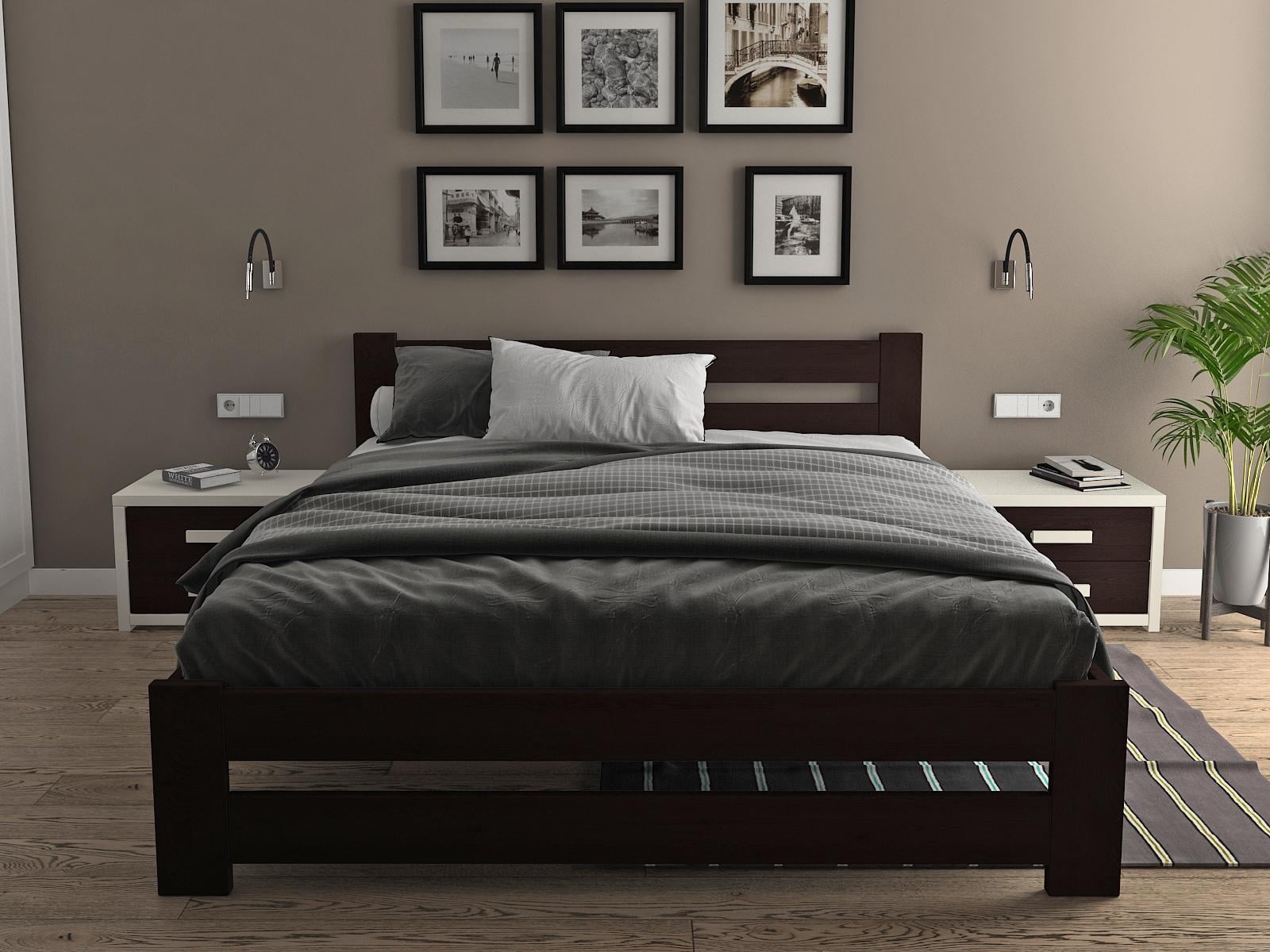 Кровать двуспальная Венге MebliVik 140x200 см из ели (но3107в140)