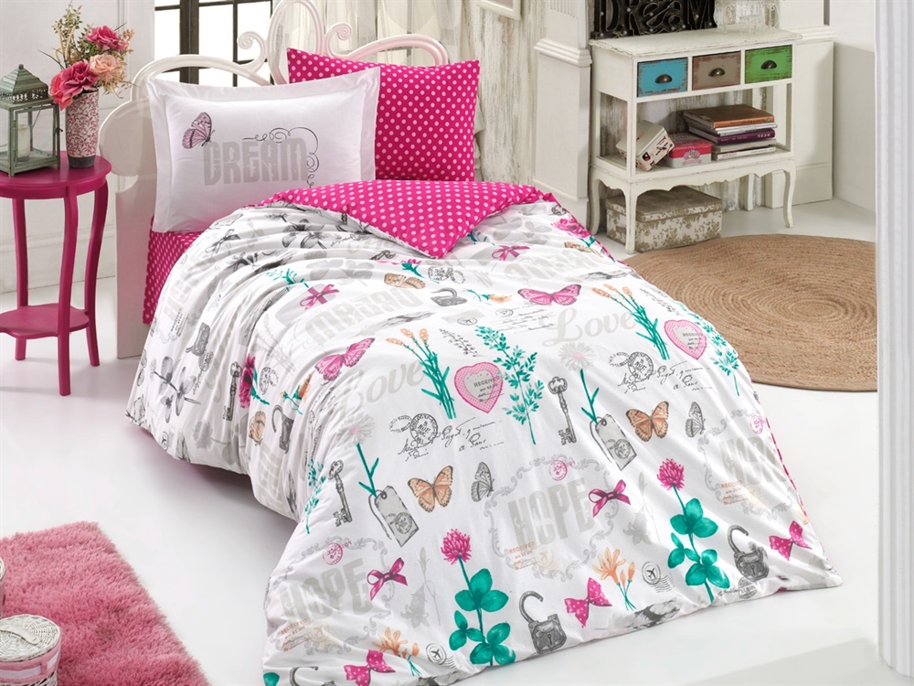 Комплект постільної білизни Hobby Poplin Rossela 160х220 см/1х50х70 Фуксія