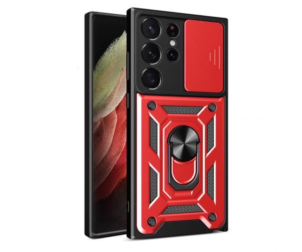 Чехол накладка Ricco Camera Sliding для Samsung Galaxy S23 Ultra Красный