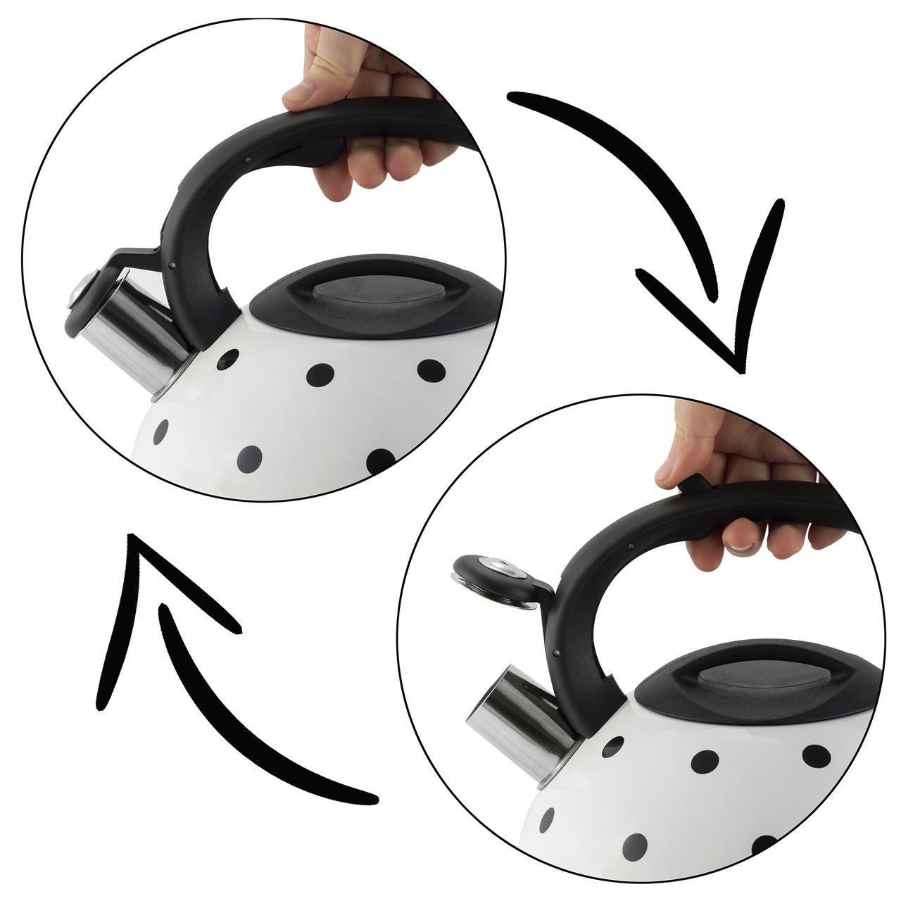 Чайник из нержавеющей стали со свистком и нейлоновой ручкой Ofenbach для индукции и газа 2,5 л - фото 2 Чайник из нержавеющей стали со свистком и нейлоновой ручкой Ofenbach для индукции и газа 2,5 л - фото 2