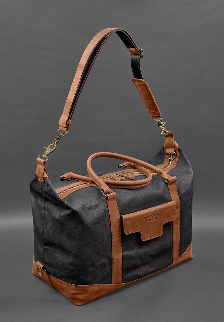 Дорожня сумка з канвасу та натуральної шкіри Crazy Horse Світло-коричневий (A-028160) - фото 8