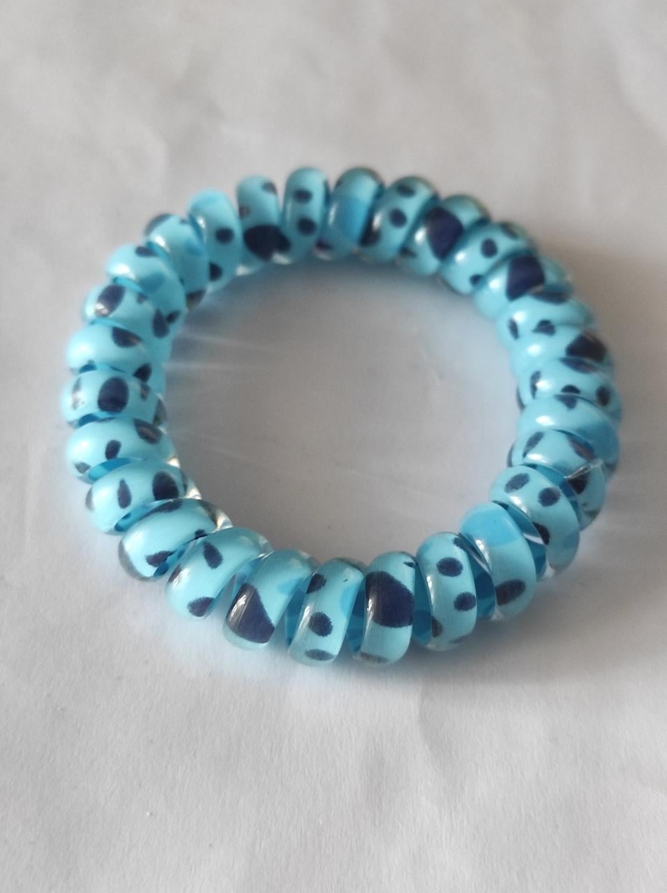 Резинка Спираль толстая с пятнышками 5,5 см Голубой/Черный (52-4-1520-БЧ)