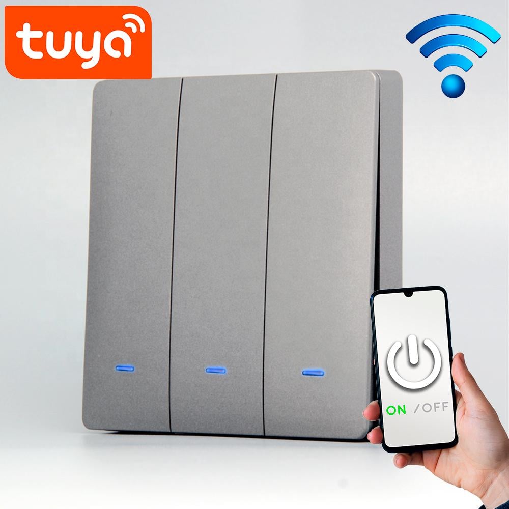 Выключатель Tuya Zigbee 3 клавиши Серый - фото 10